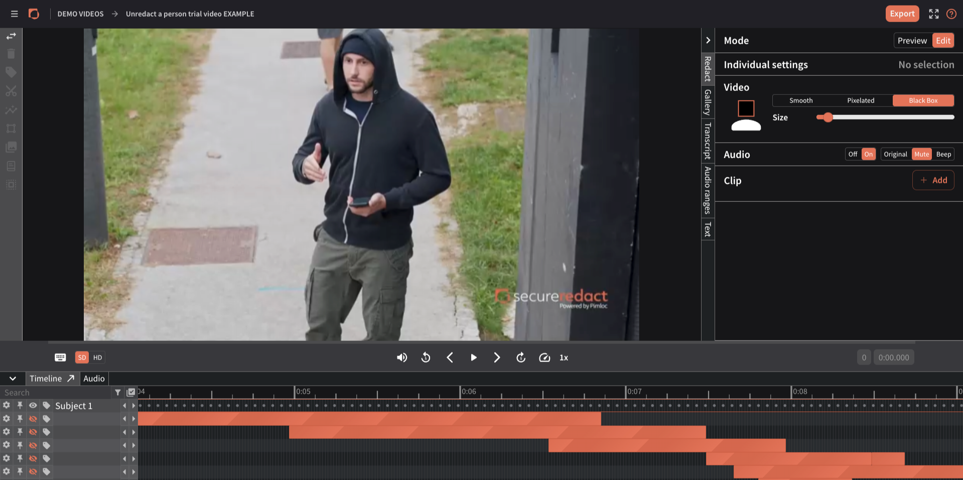 Secure Redact Help: How to redact and download your video — SecureRedact