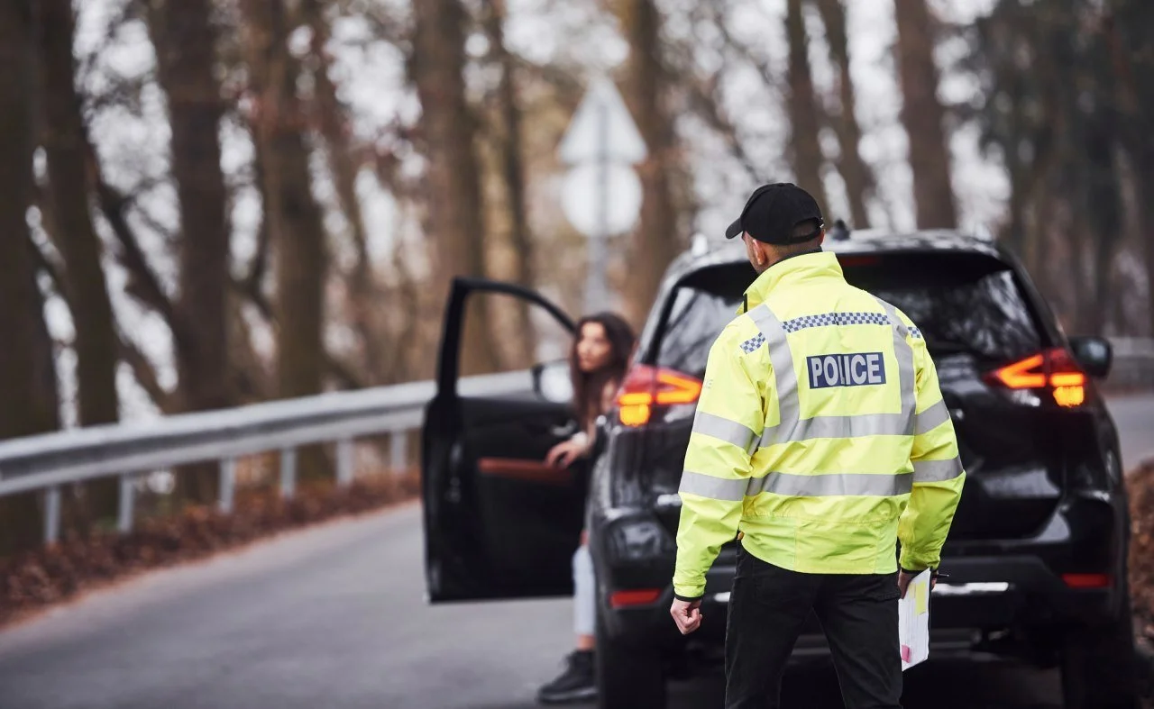 police officer stopping a vehicle