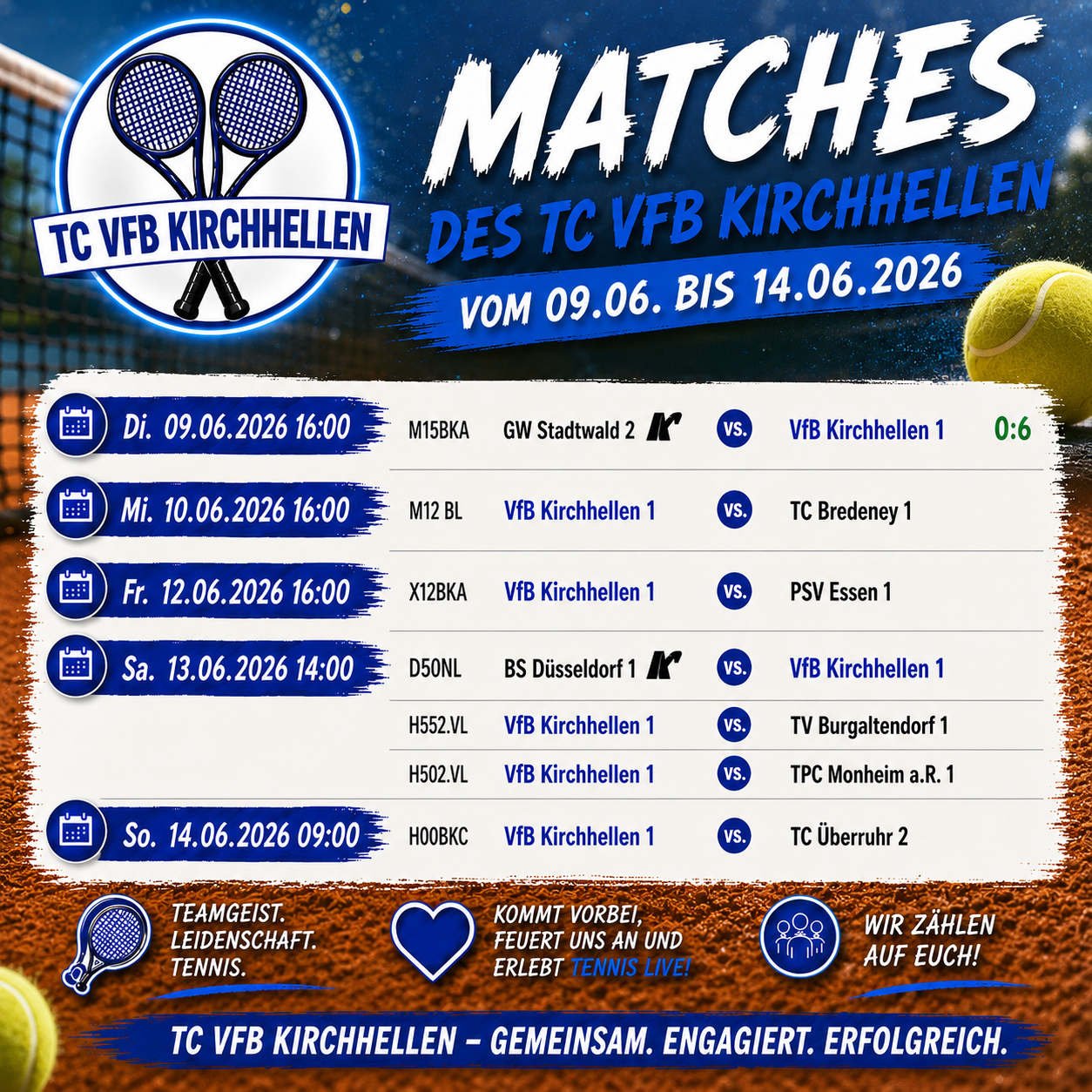 Medenspiele 09.06.-14.06.2026