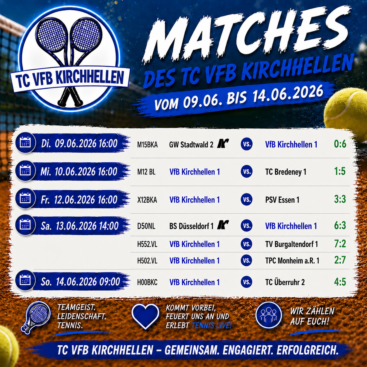 Medenspiele vom 12.06.-14.06.26