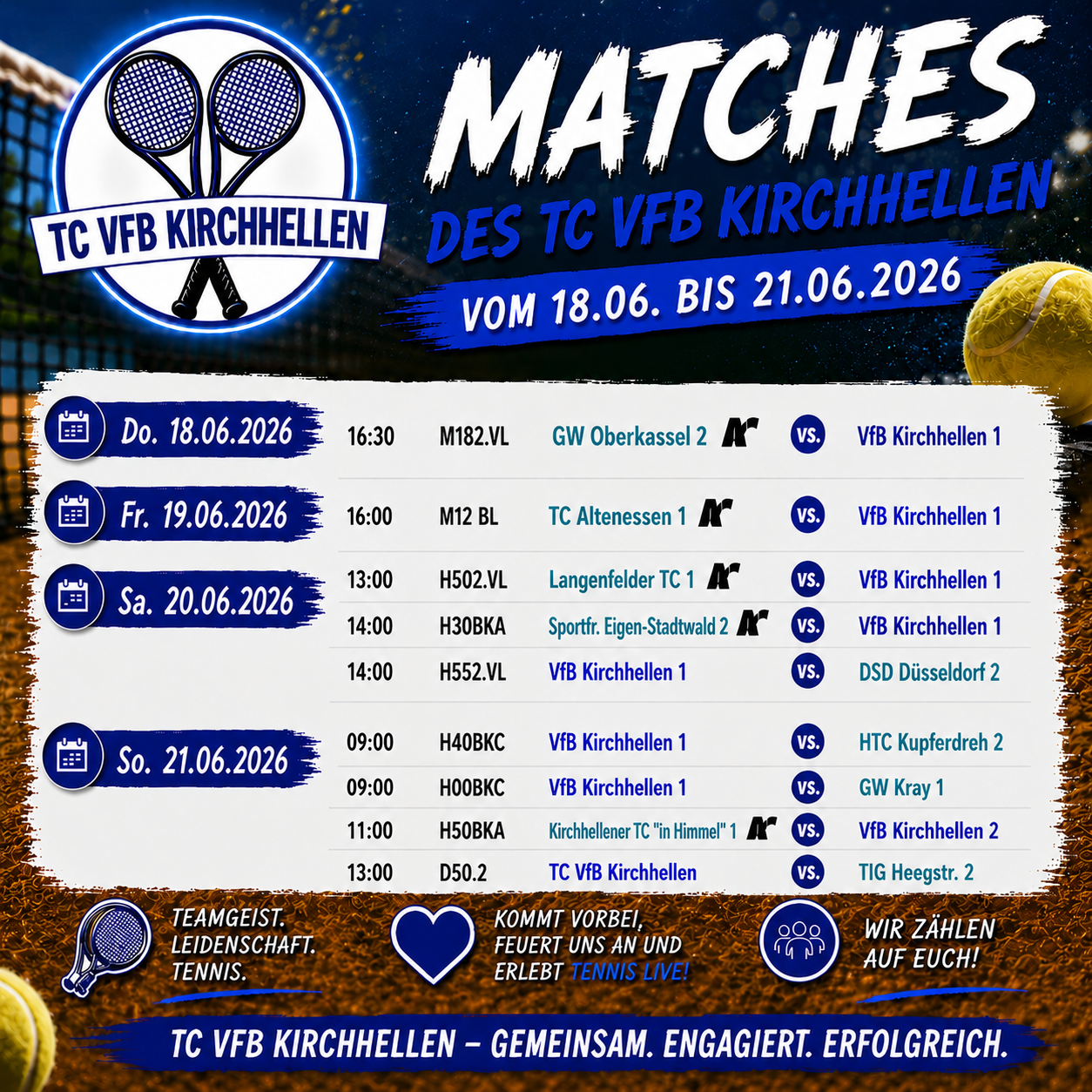 Medenspiele vom 18.06.-21.06.2026