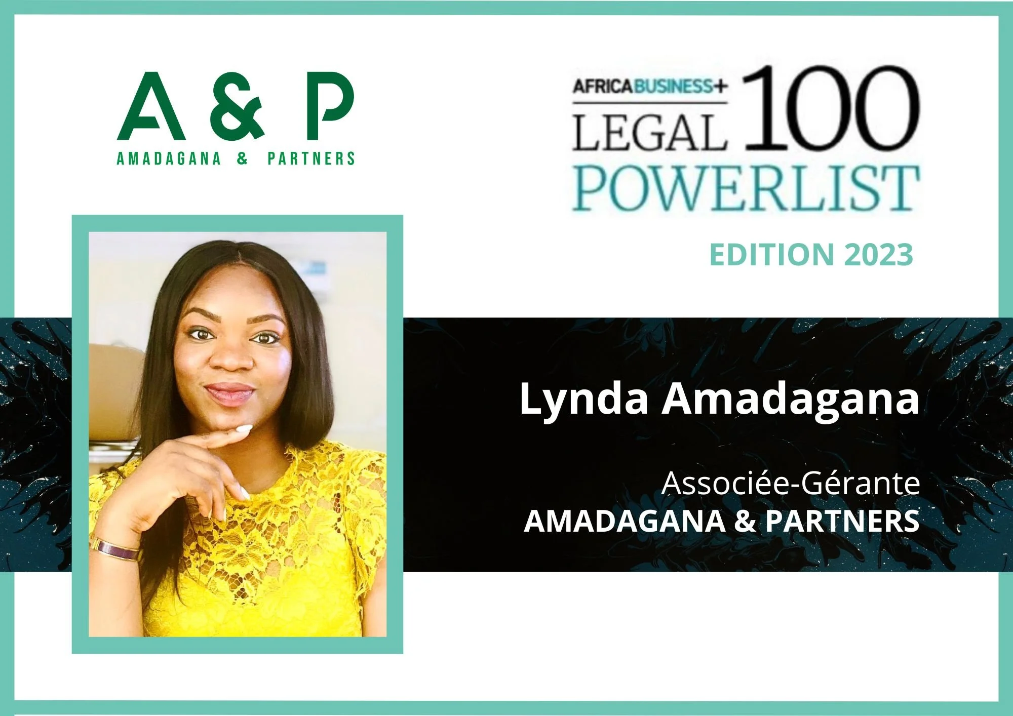 Lynda Amadagana progresse dans le Top 100 des avocats en Afrique francophone