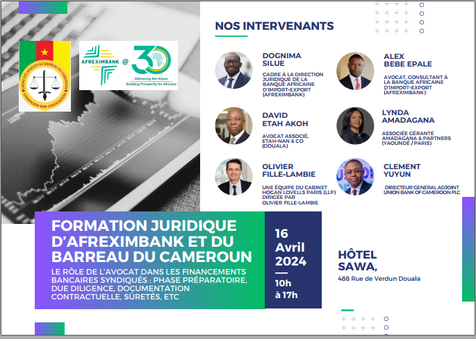Amadagana &amp; Partners participe à la formation juridique organiseé par le Barreau du Cameroun et Afreximbank
