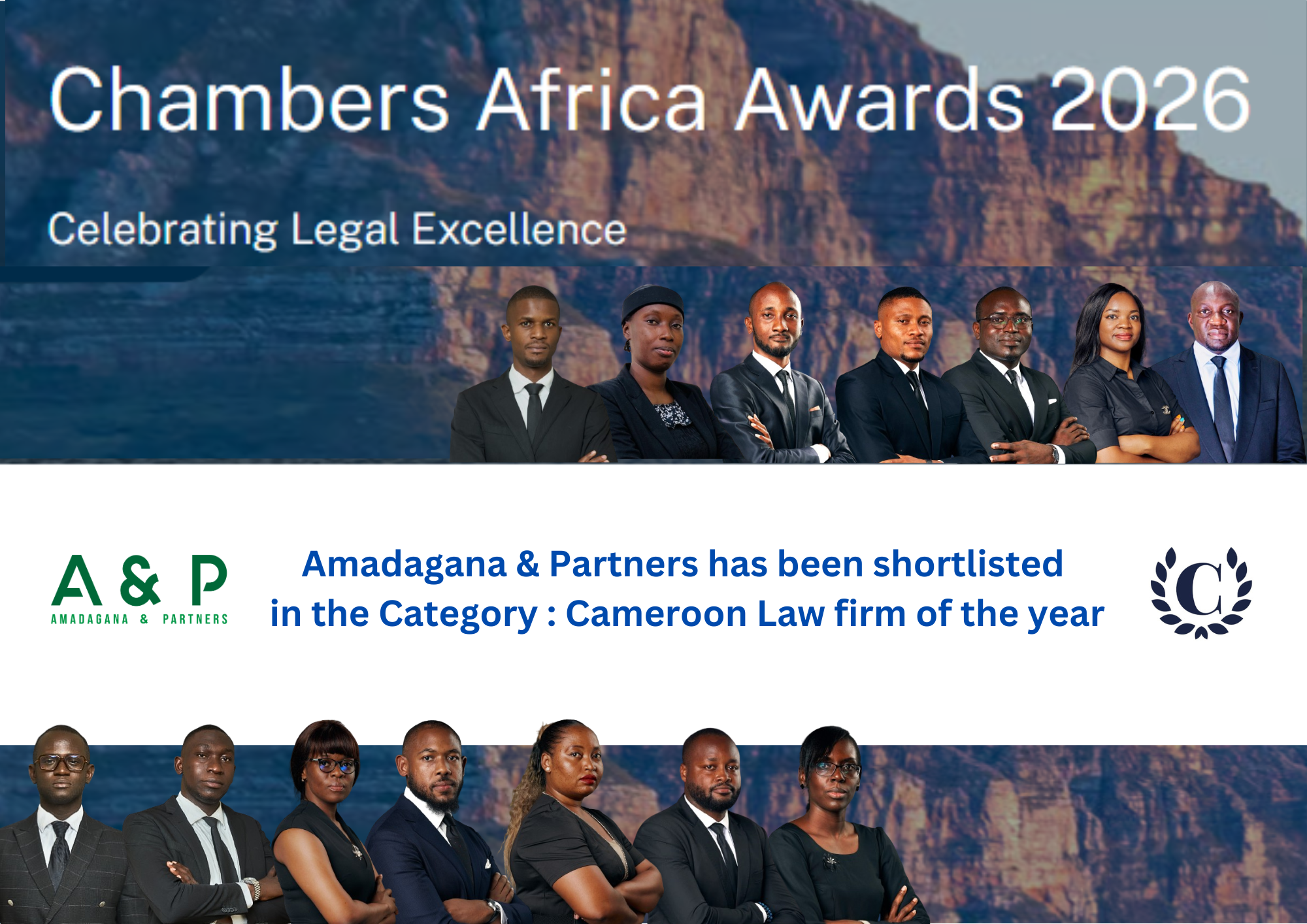 Amadagana &amp; Partners have been shortlisted for the “Cameroon Law Firm of the Year” award at the 2026 Chambers Africa Awards