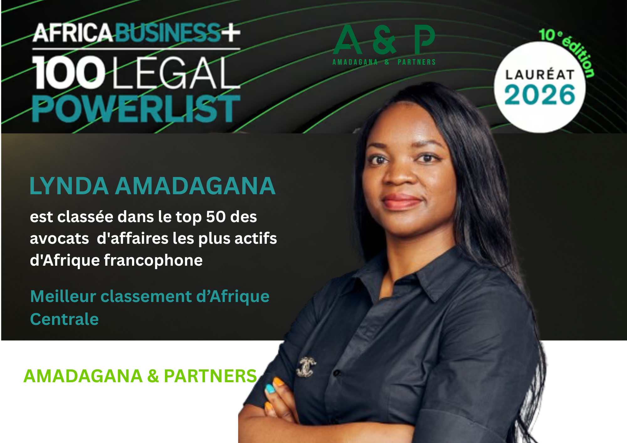 Lynda Amadagana figure dans le Top 50 des avocats d’Afrique Francophone par Jeune Afrique 