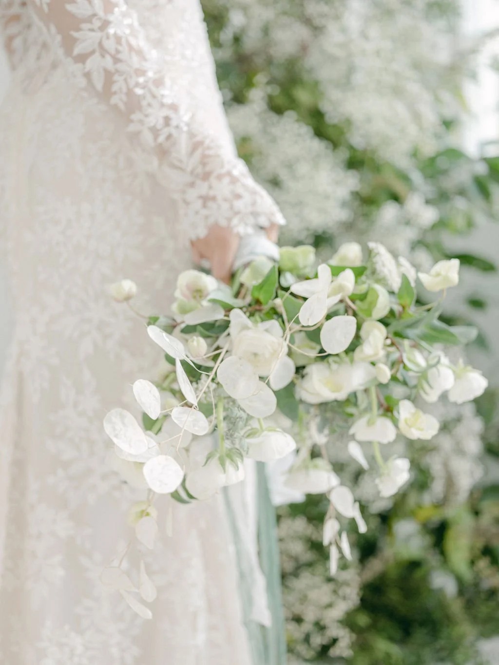 winter bridal bouquet hellebore ranunculus honesty