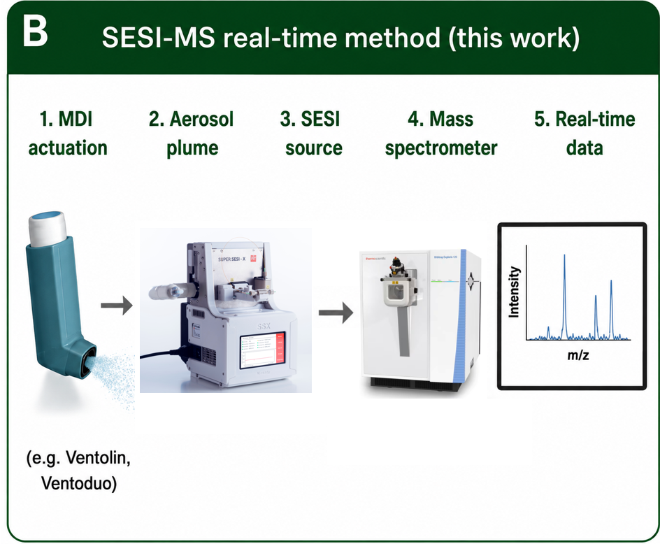 Real-time Metered Dose Inhalers (MDIs) characterization by Secondary Electrospray Ionization (SESI)-Mass Spectrometry: a proof-of-principle study