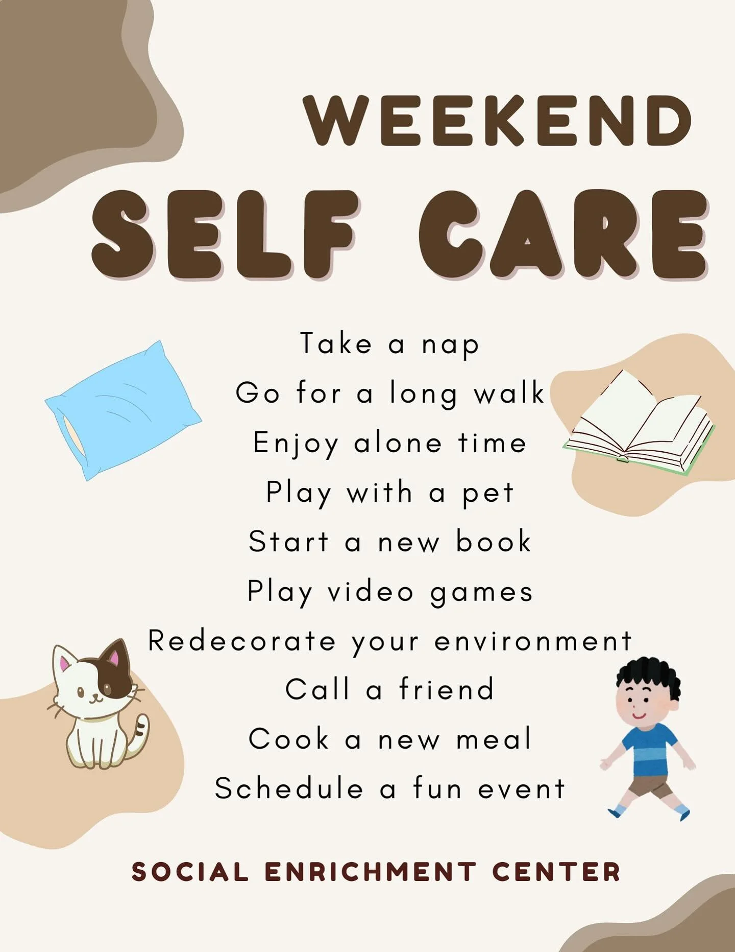 We&rsquo;ve finally made it to the end of the week! 🥳 What&rsquo;s your favorite way to relax and unwind over the weekend? 🤔😴
#socialenrichmentcenter #therapy #therapist #counseling #mentalhealth #mentalhealthawarenessmonth #mentalhealthawareness 