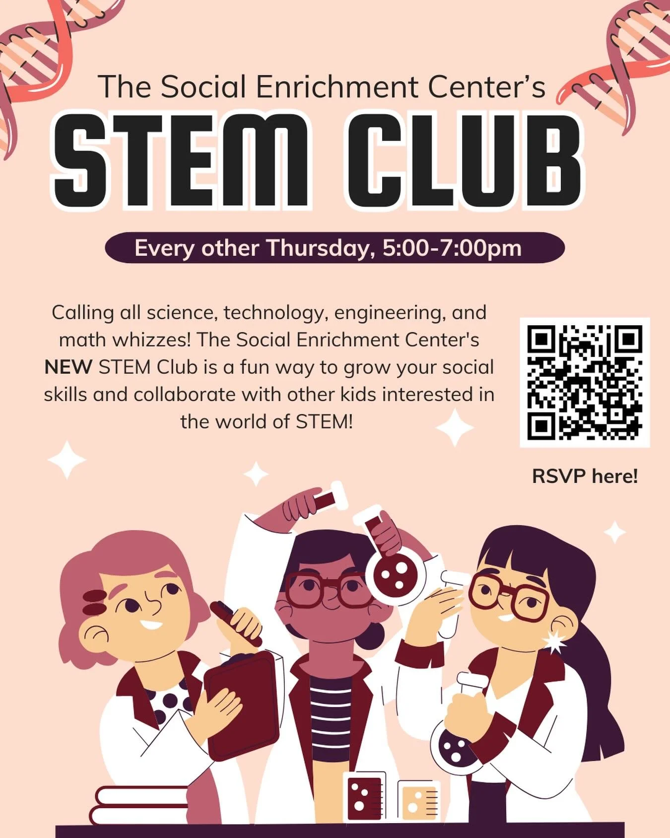 Our very first STEM Club for SEC clients begins this Thursday! Interested in signing up or learning more? Scan the QR code! #stem #stemclub #therapy #delco #montco