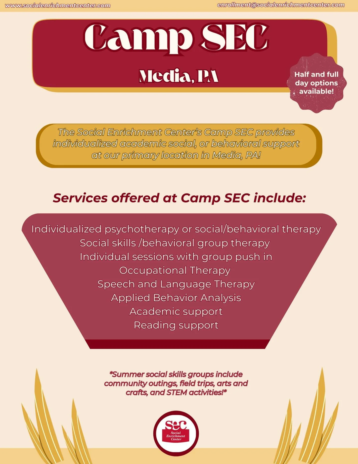 Did you know our primary location in Media is open for summer services?! ☀️ We offer a variety of individualized services on a personalized schedule. We are happy to work with your school to track ESY data! Learn social and behavioral skills while ha