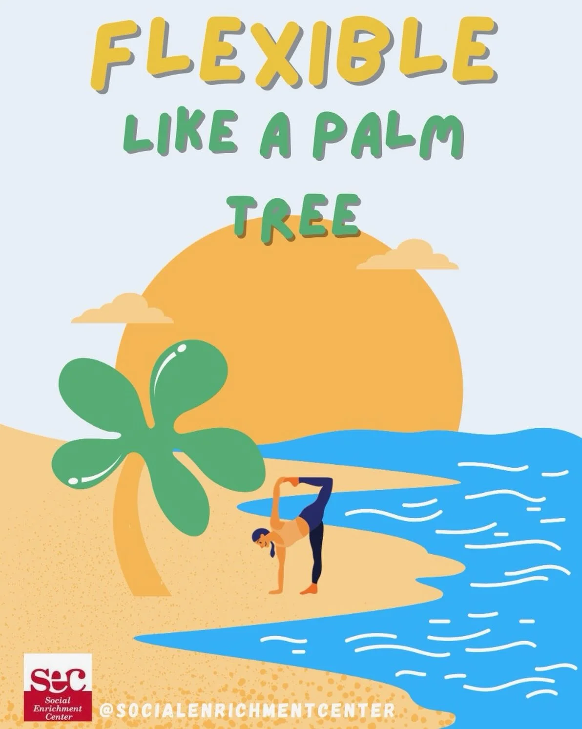 The team at The Social Enrichment Center encourages you to get outside today, enjoy the warm weather, and remember to be flexible like a palm tree 😎🌴

What are some ways you showed flexibility today?

#flexibility #therapy #socialskills #asd #aba