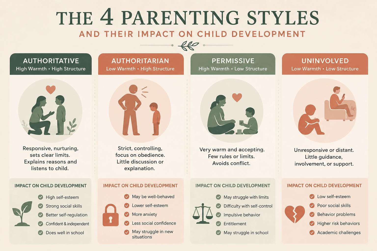 infographic depicting the 4 parenting styles and their impact on child development