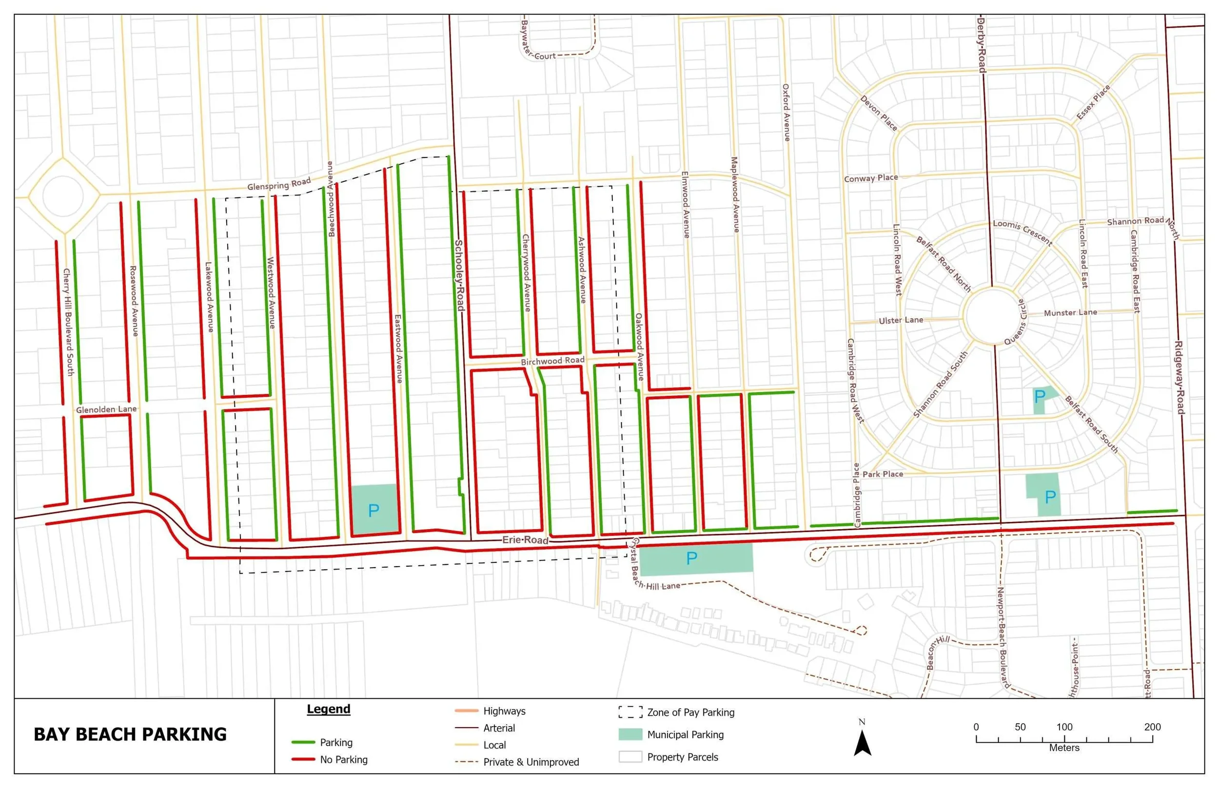 Free Erie Road parking lot adds three-hour daytime limit