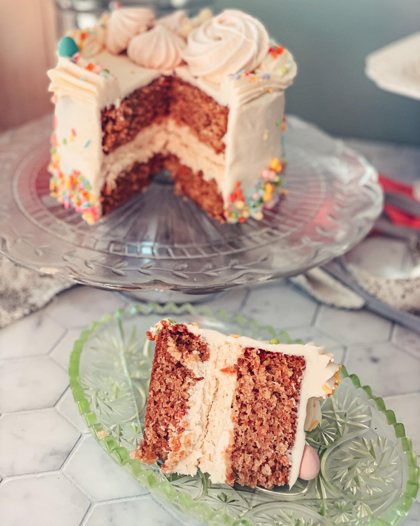 GF Carrot Cake with a Twist - A layer of Cheesecake in the Centre. Yum. Just Yum. No other descriptors needed. 

Happy St. Patty&rsquo;s Day! 

And a reminder that our window will be closed this Saturday. 🍀

☘️

.

🍀

#cake #instacake #nelsonbc #ko