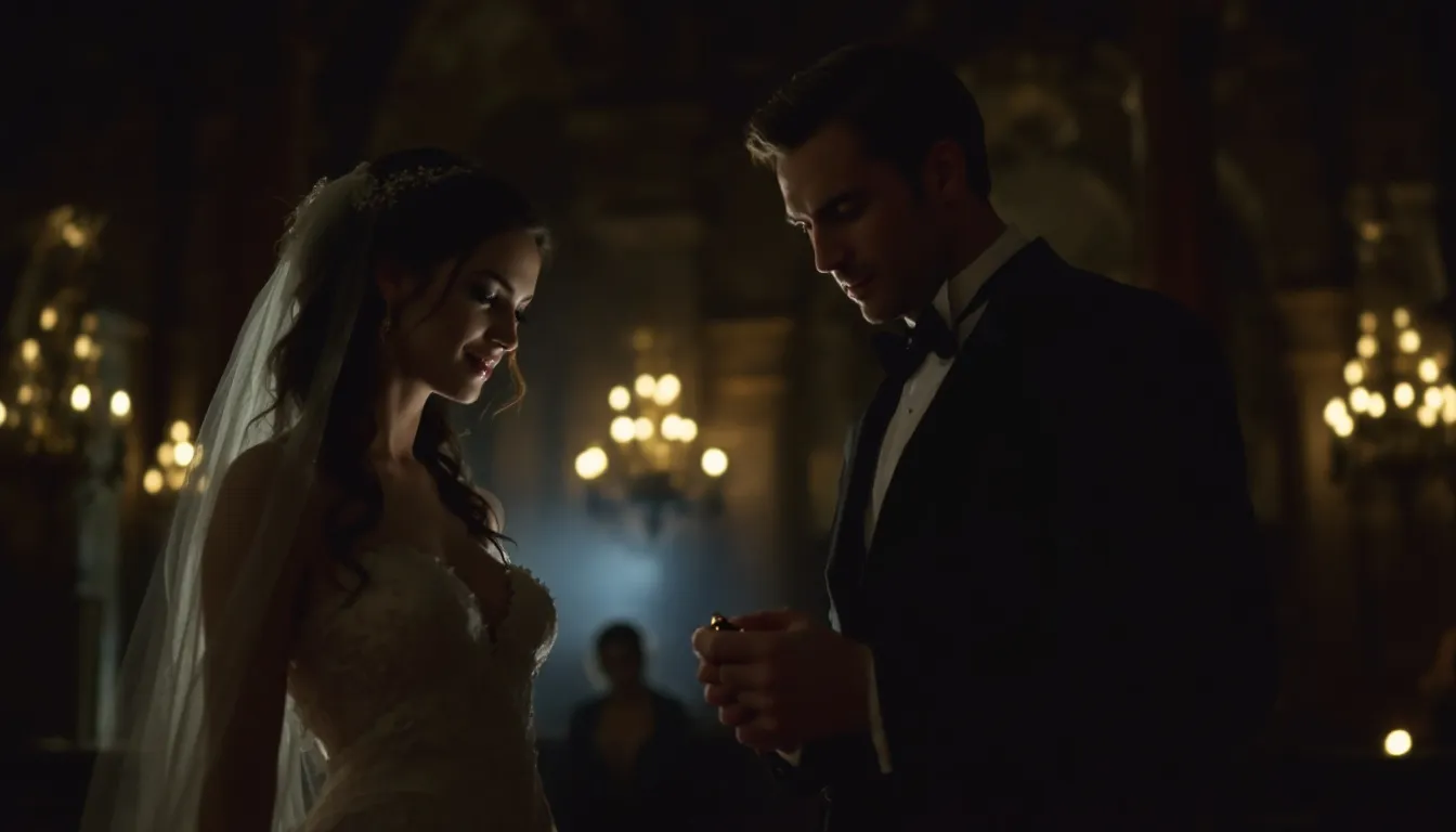 A couple in a wedding setting, illustrating manipulation tactics in quick marriages.