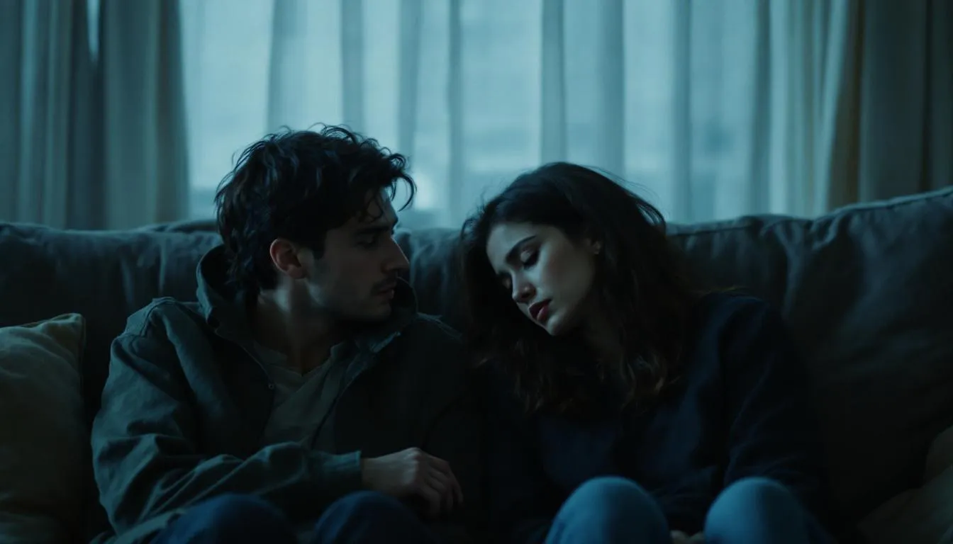 A couple engaging in open communication, working to reconnect.