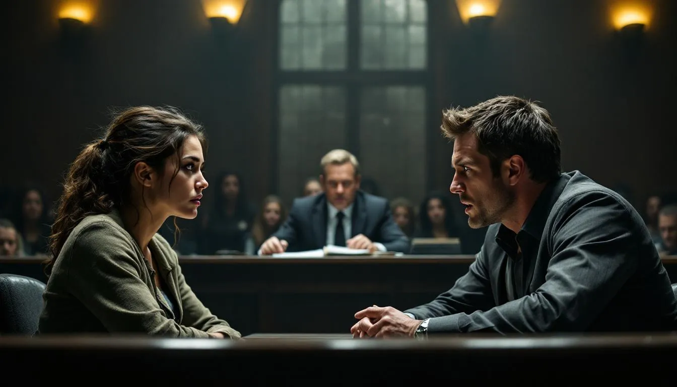 An image illustrating legal proceedings related to domestic violence and protective orders.