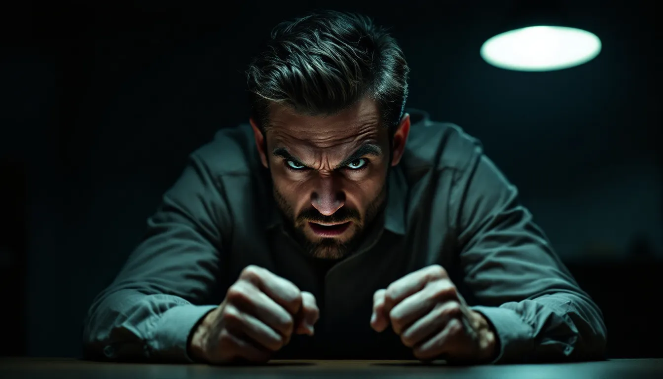 A depiction of a narcissist experiencing rage and aggression.