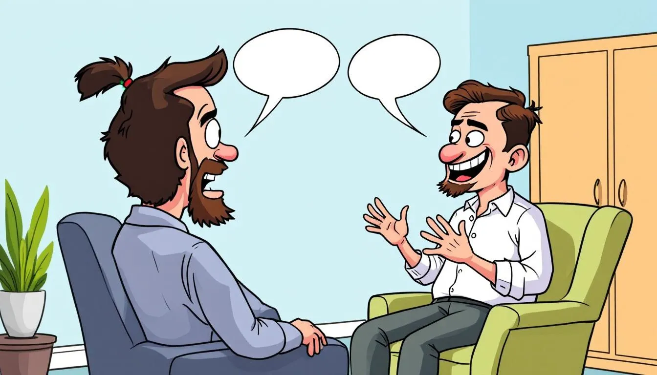 A serene therapy setting where a therapist is guiding a narcissistic individual.