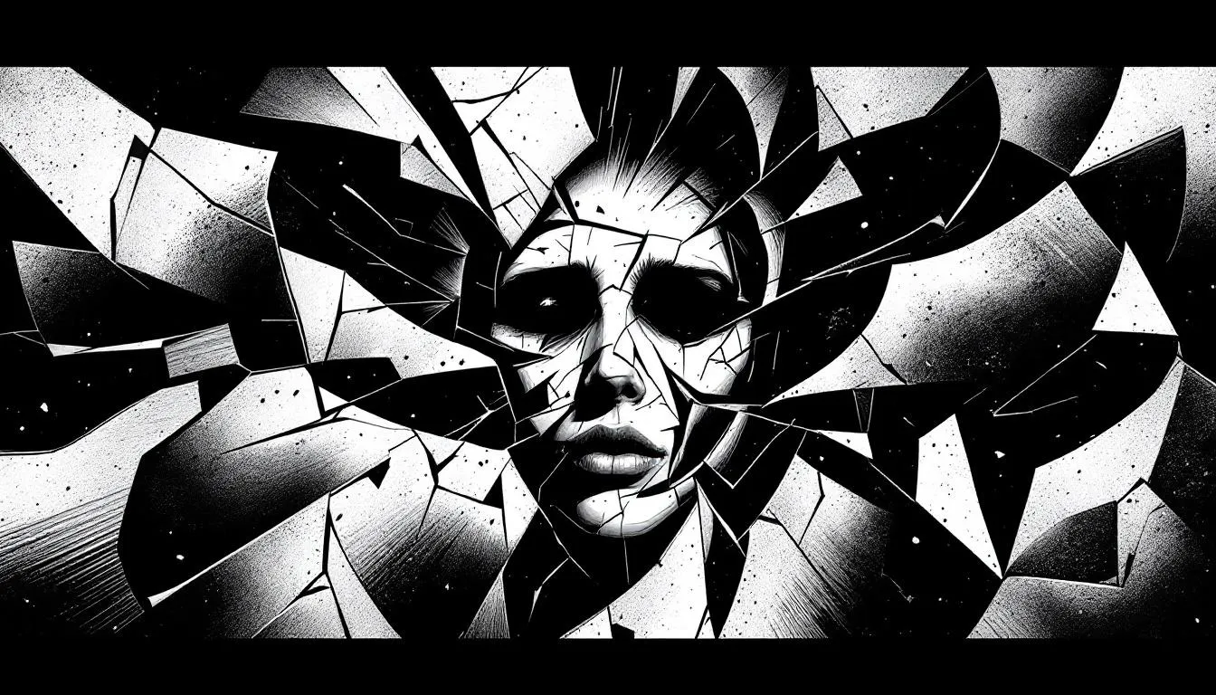 An abstract representation of trauma associated with PTSD from narcissistic abuse.