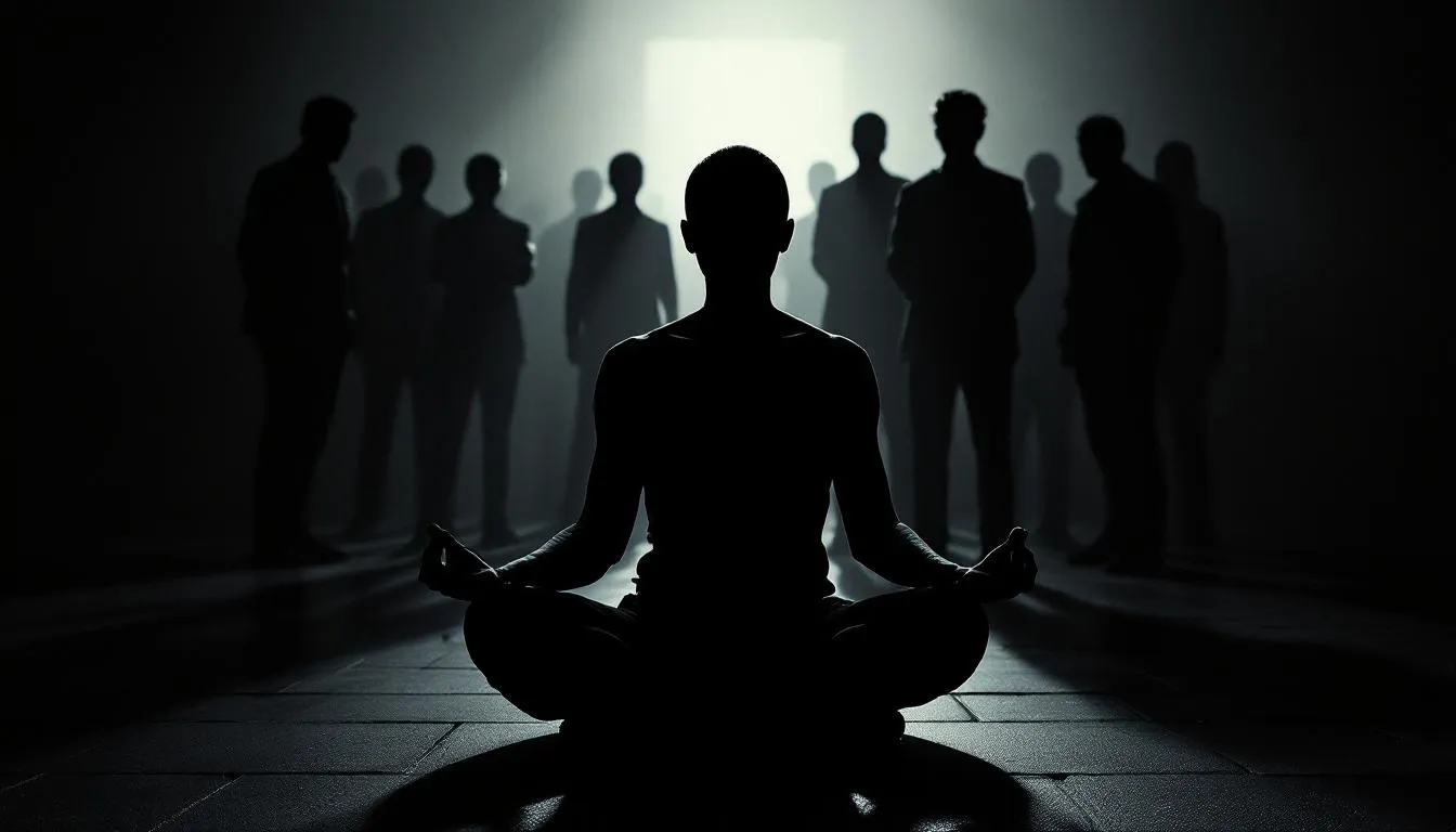 A serene image representing self-care and safety planning, with a person meditating.