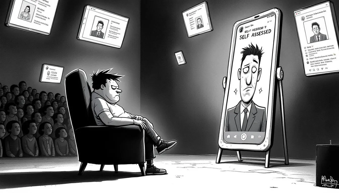 A person sitting alone, looking contemplative and affected by negative feedback.