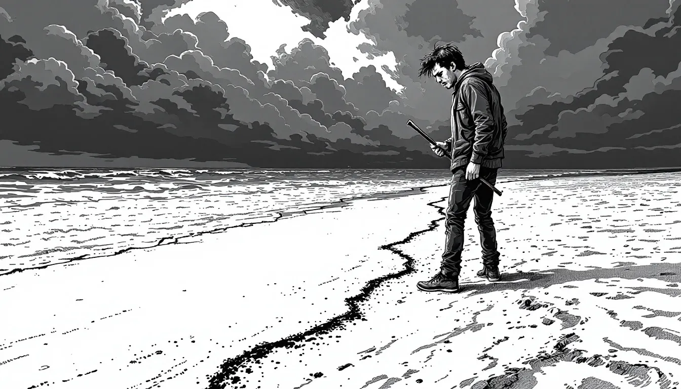 A visual metaphor for setting boundaries, featuring a person drawing a line in the sand with quotes about emotional well-being.