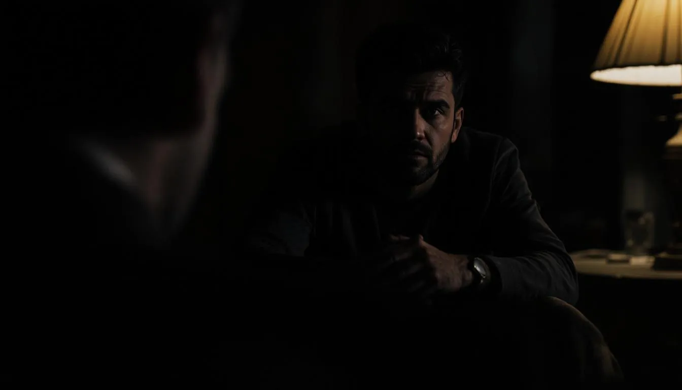 A depiction of someone deflecting a conversation away from their actions.