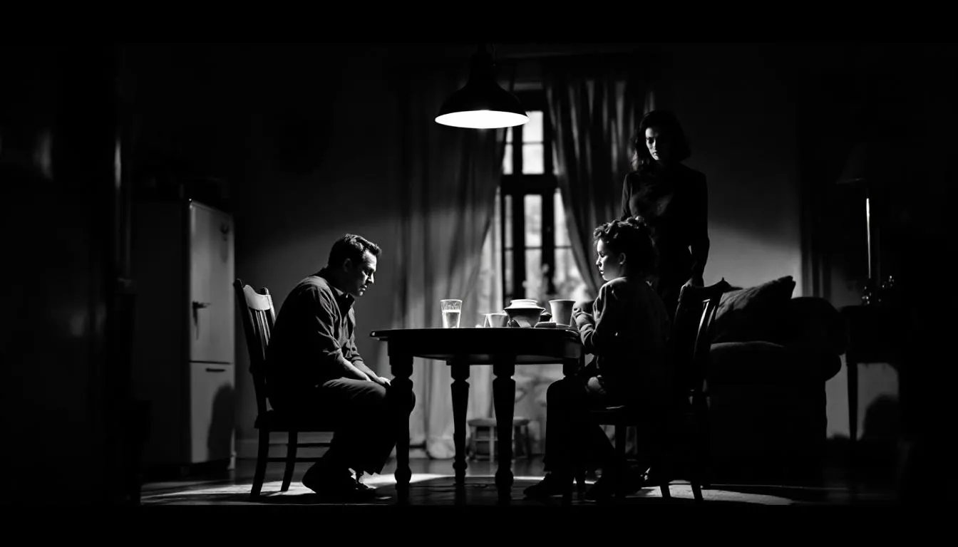 A representation of family gaslighting examples, illustrating a family dynamic with one member feeling isolated.