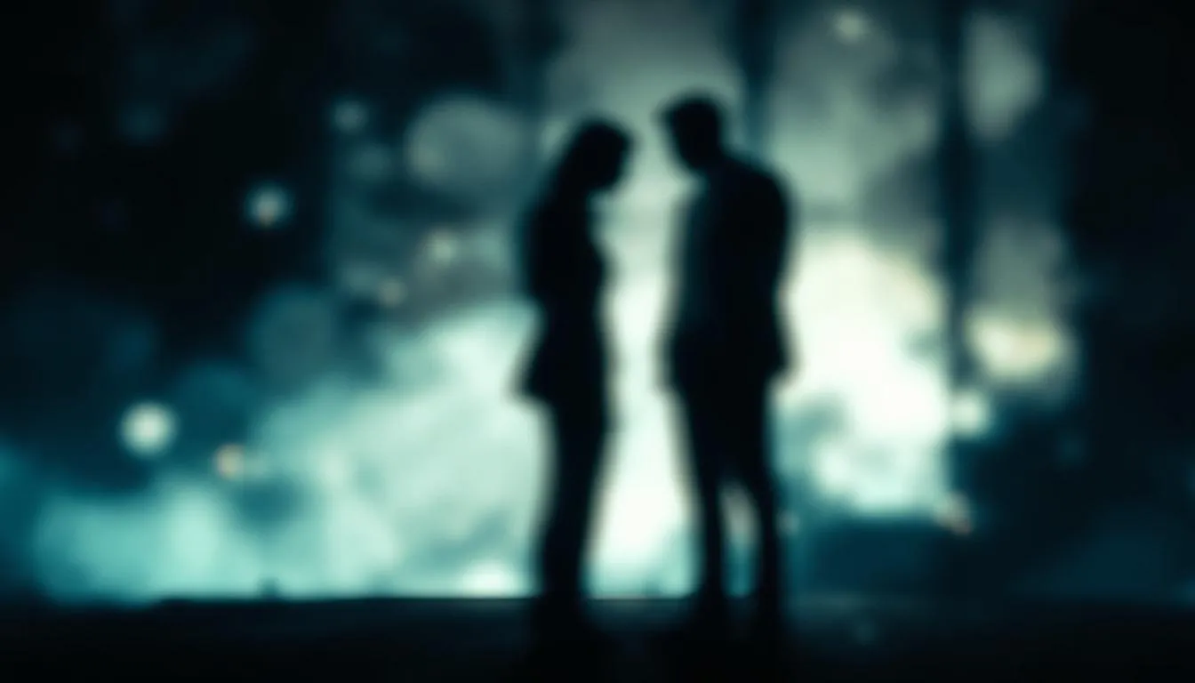An illustration depicting the concept of gaslighting in divorce, showing a blurred couple in a tense conversation.