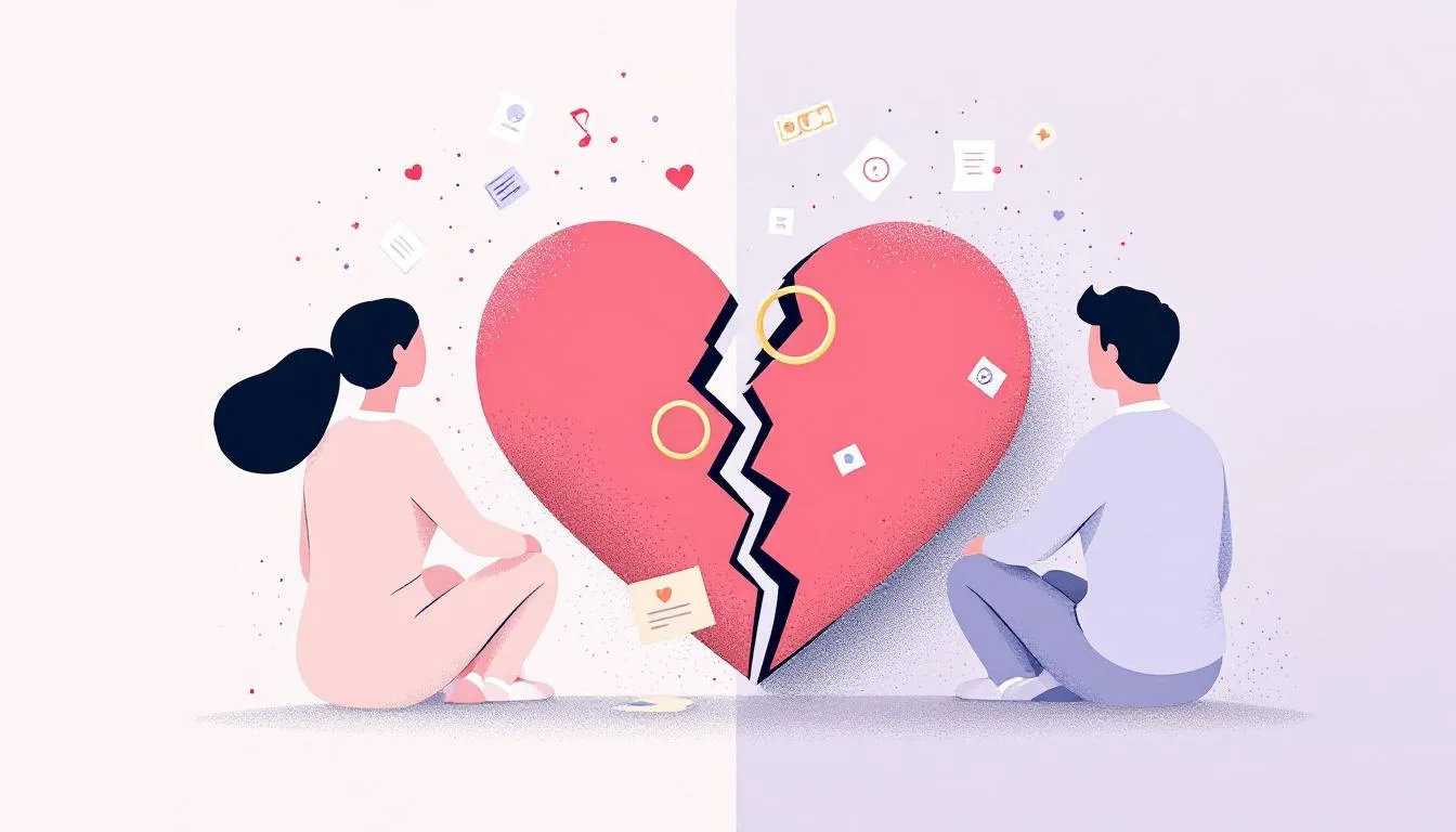 An illustration representing high divorce rates, showcasing the cons of marriage.