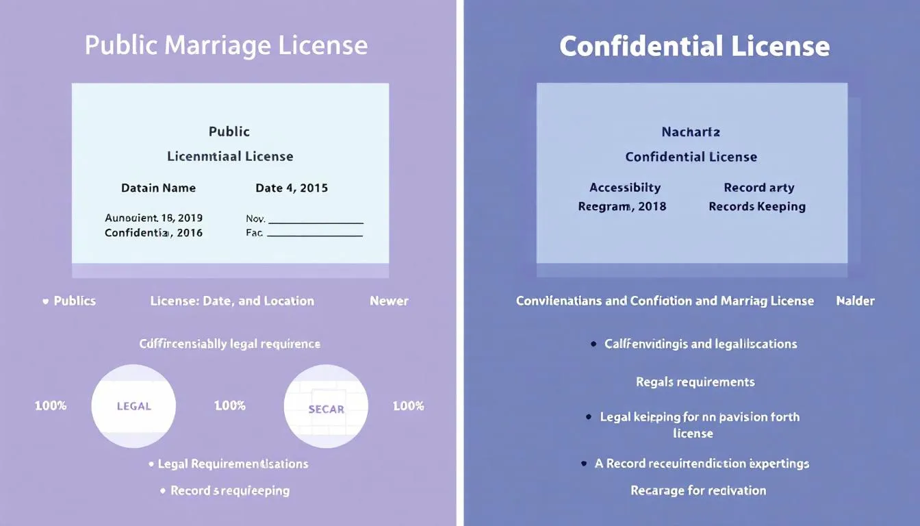A side-by-side comparison of public and confidential marriage licenses.