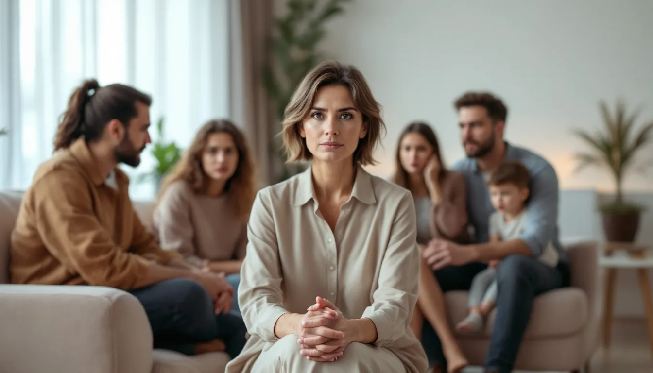 A therapist maintaining neutrality during a family therapy session.