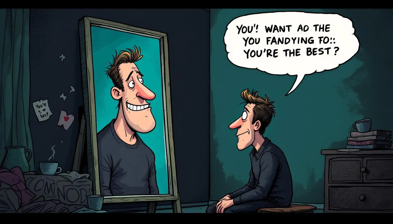 An illustration showing a person reflecting on the narcissistic traits of their ex-partner.