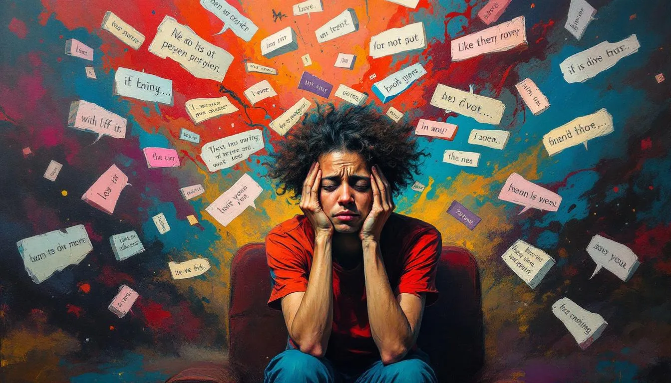 A person looking distressed while listening to a narcissist, representing the emotional impact of narcissistic word salad.