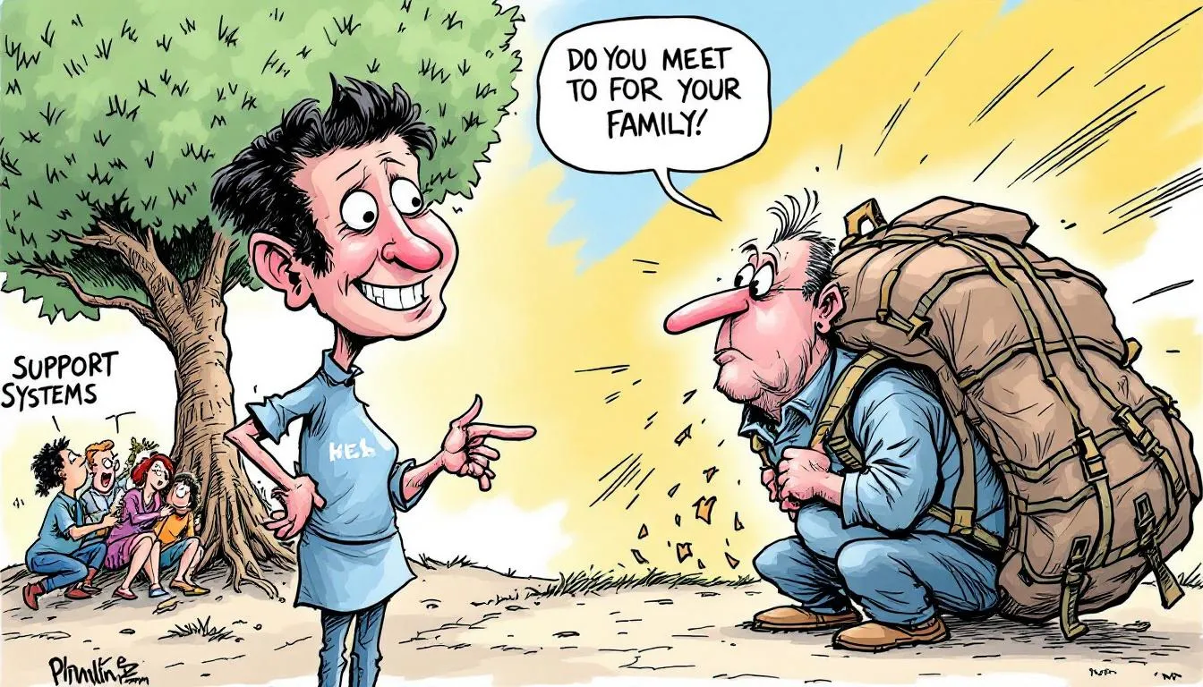 A supportive family member offering advice, highlighting the importance of leaning on support systems.