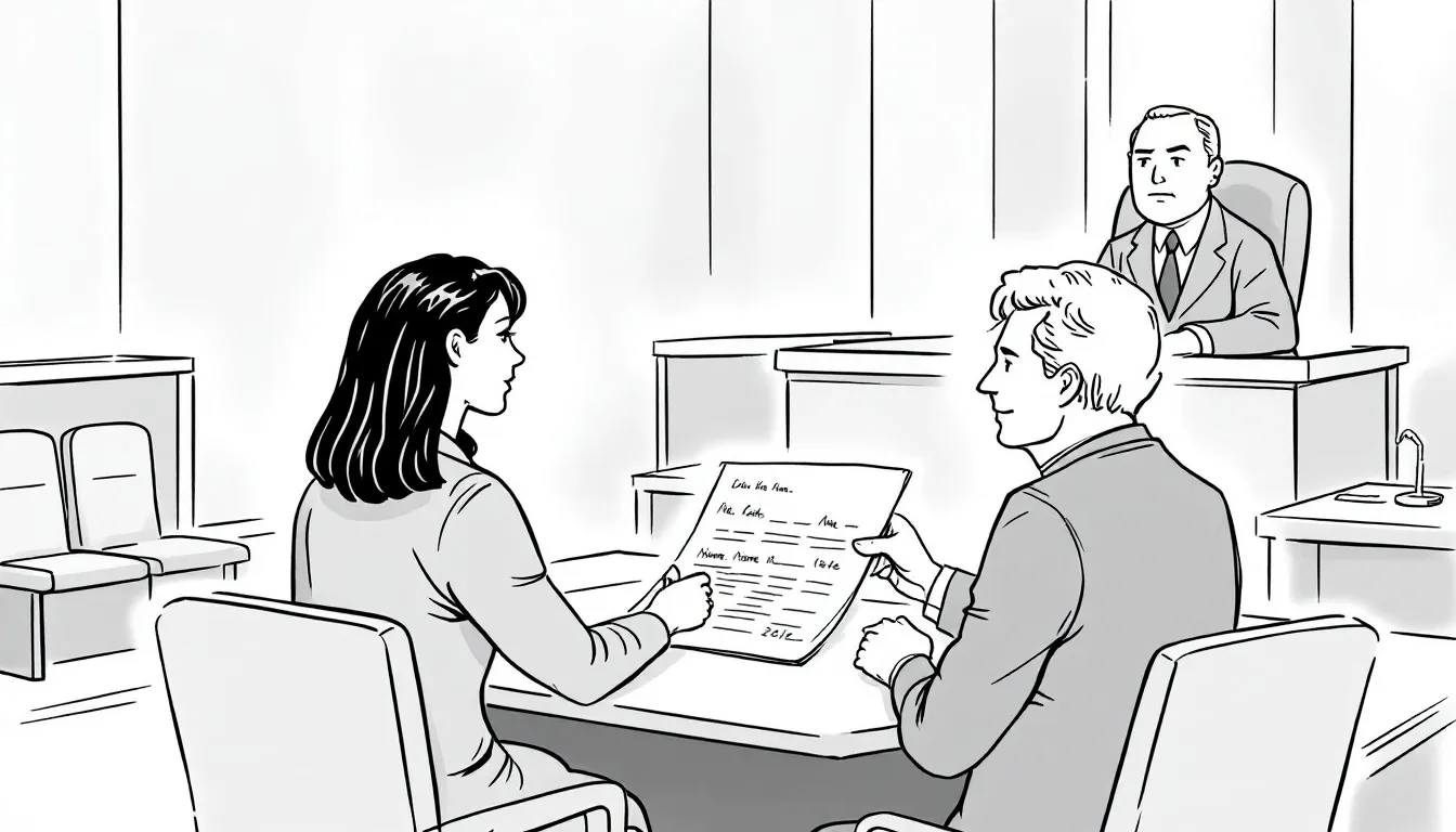 An illustration of a legal document being signed, representing the steps to obtain a custody order.