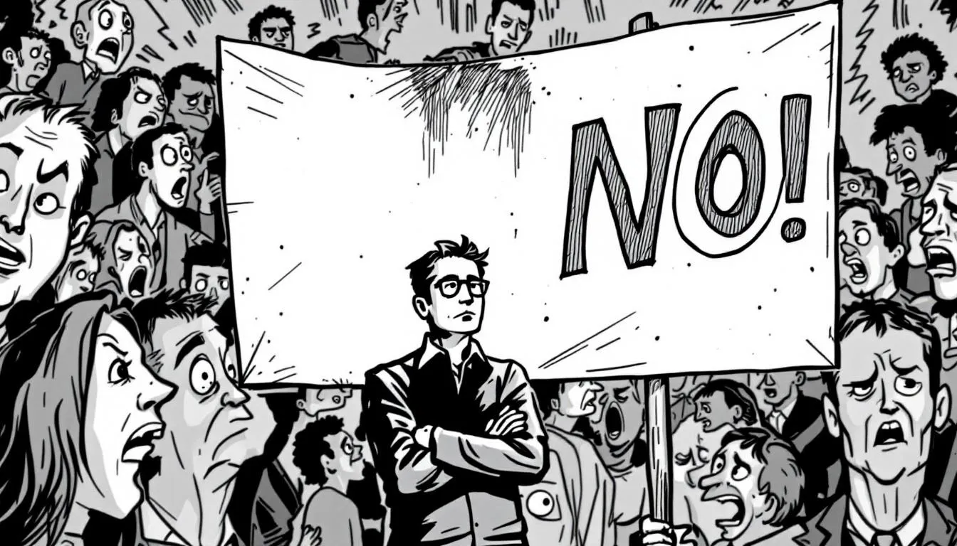 A visual representation of setting firm boundaries in relationships.