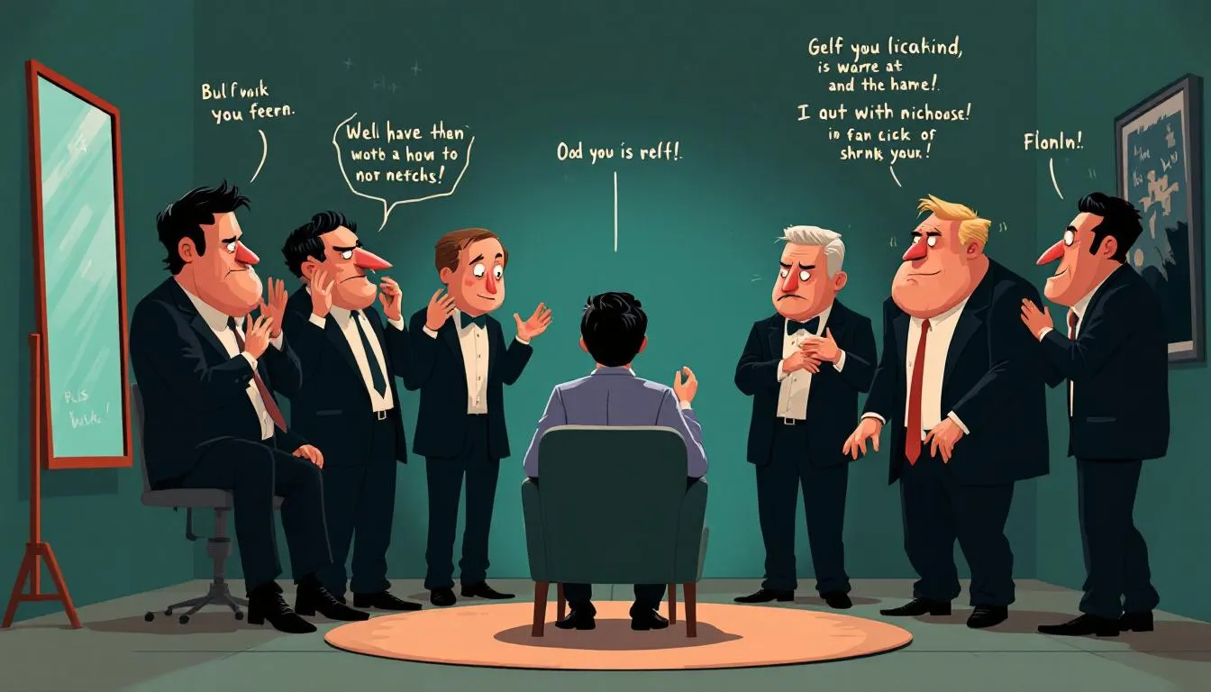 A representation of humor as a coping mechanism for victims of narcissistic abuse, with a light-hearted twist.