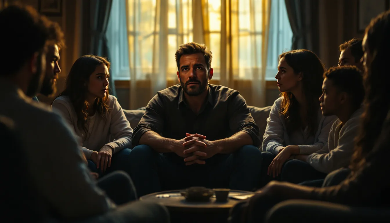 A family therapy session with a narcissist, highlighting the challenges faced.