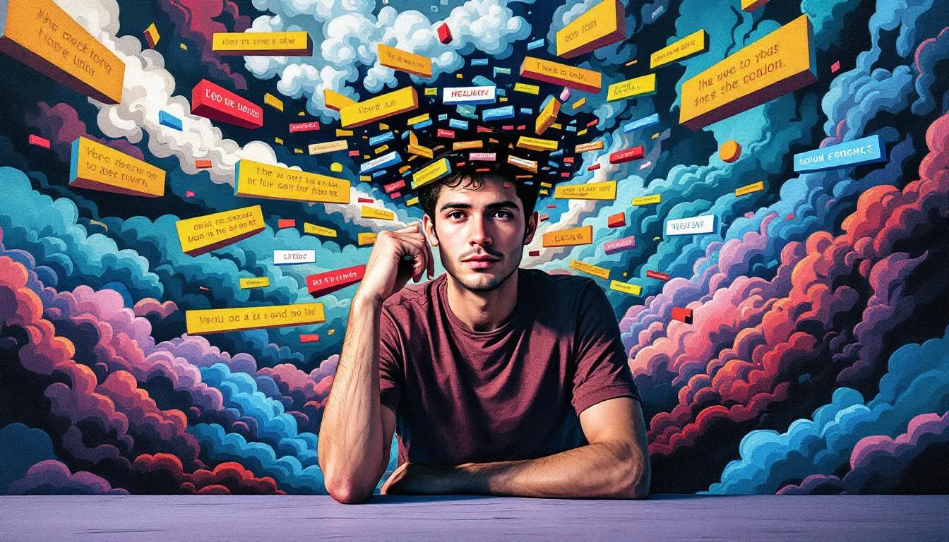 An illustration of effective communication strategies, showing a person responding calmly to a confusing conversation.