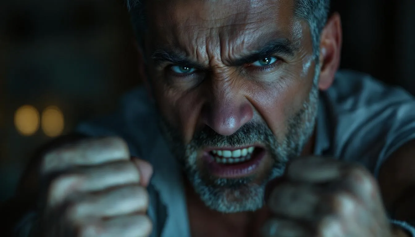 A narcissist experiencing emotional reactions during a confrontation.