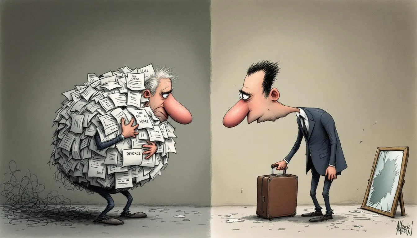 A comparison chart showing the differences between legal separation and divorce, highlighting key aspects.