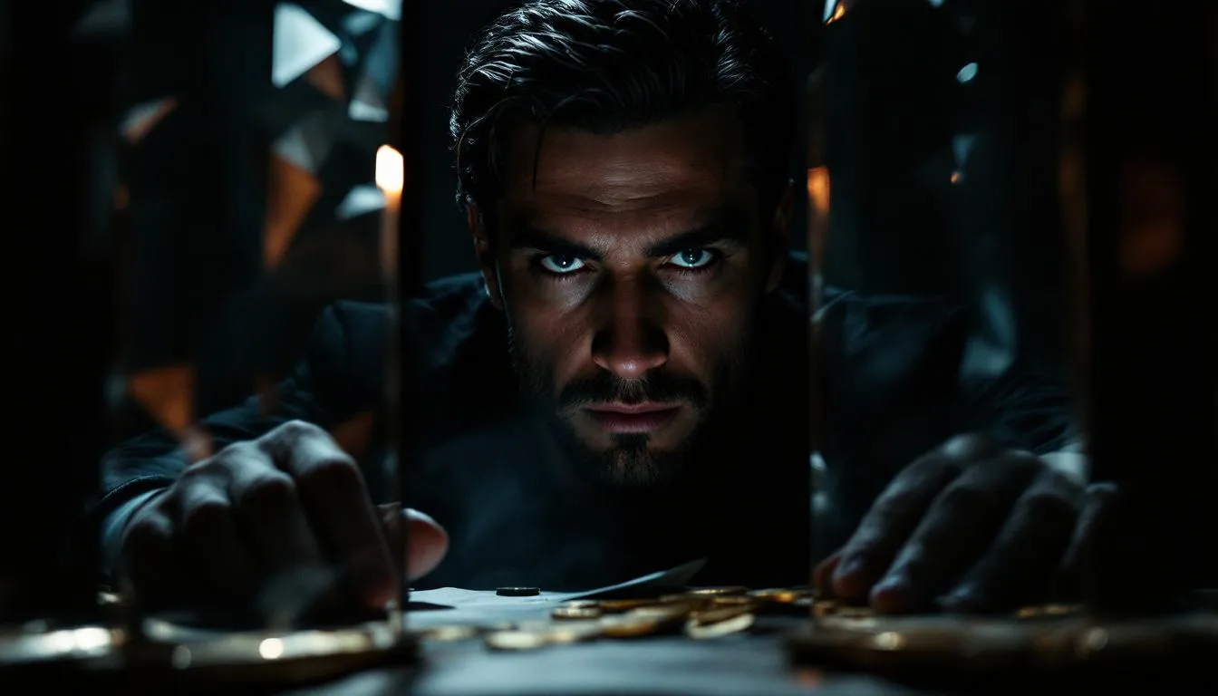 An abstract representation of the psychological profile of a narcissist con artist.