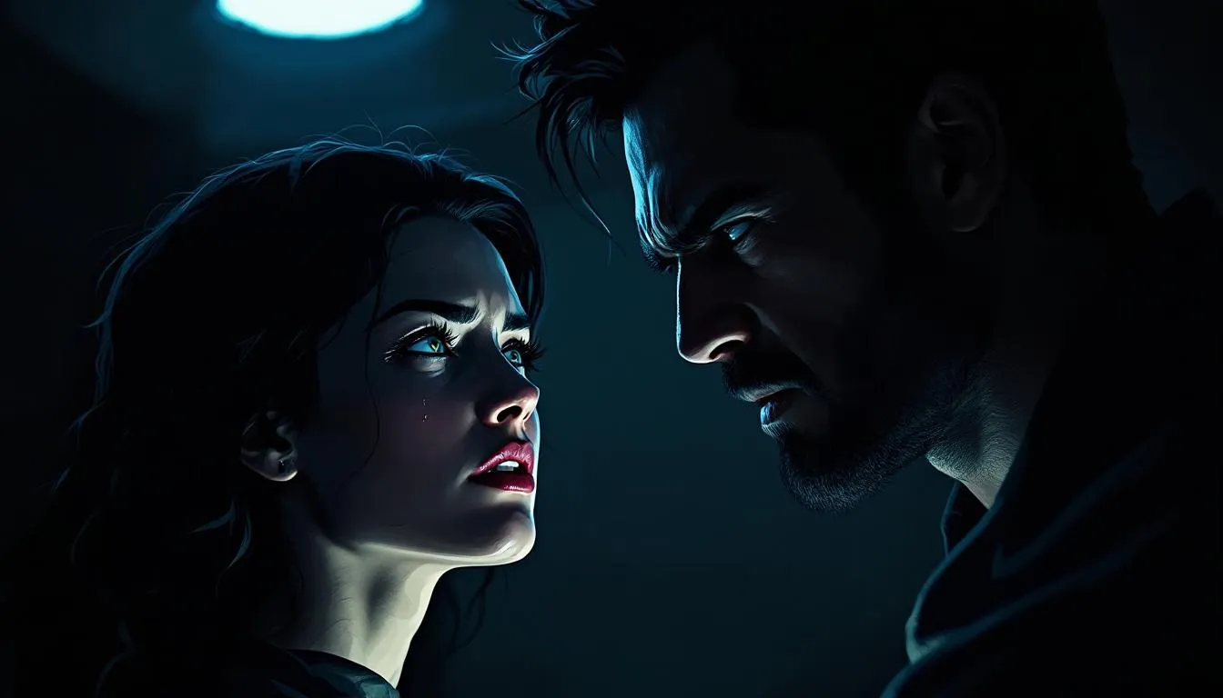 An illustration representing the undermining of self-confidence in relationships, focusing on emotional abuse.