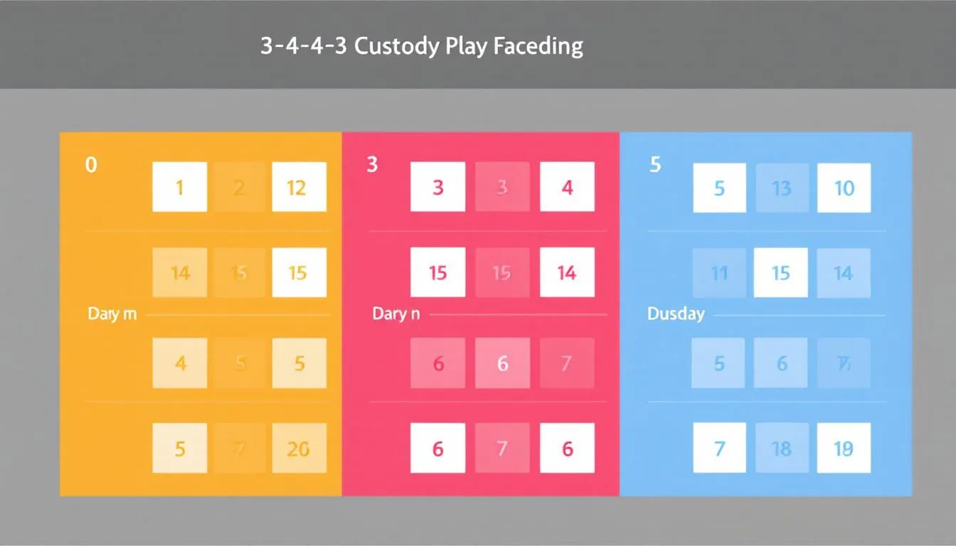 A visual of a 3-4-4-3 custody schedule highlighting the parenting plan.