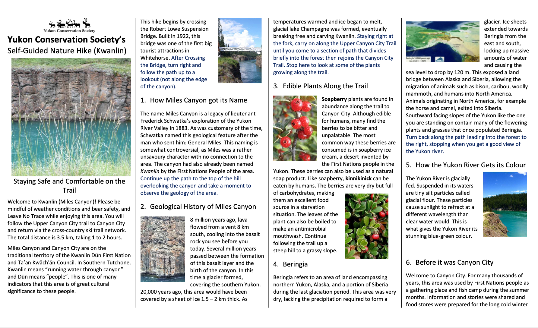 Kwanlin/Miles Canyon Self-Guided Hike Guide