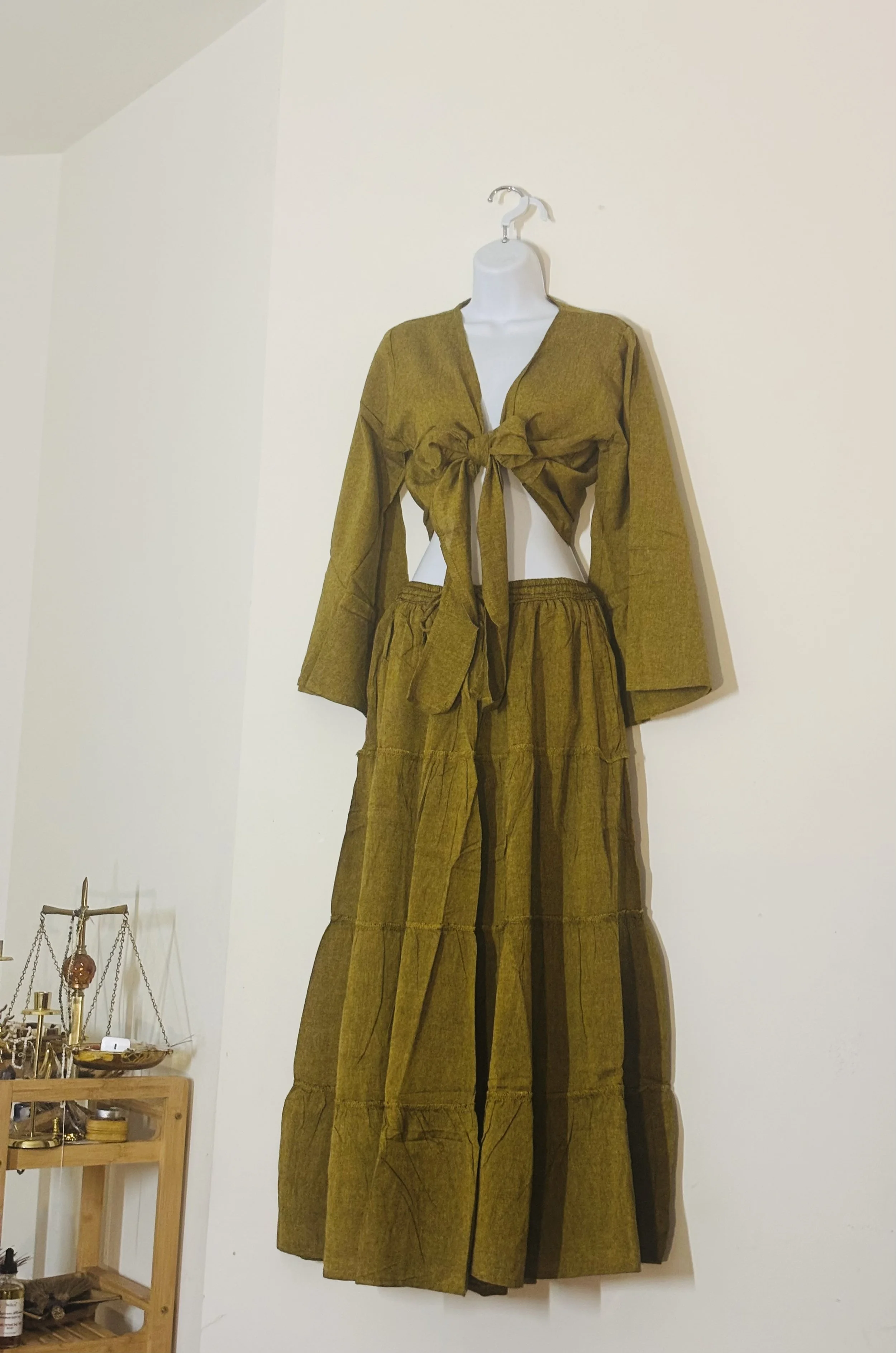 Green Goddess Cotton Skirt Set