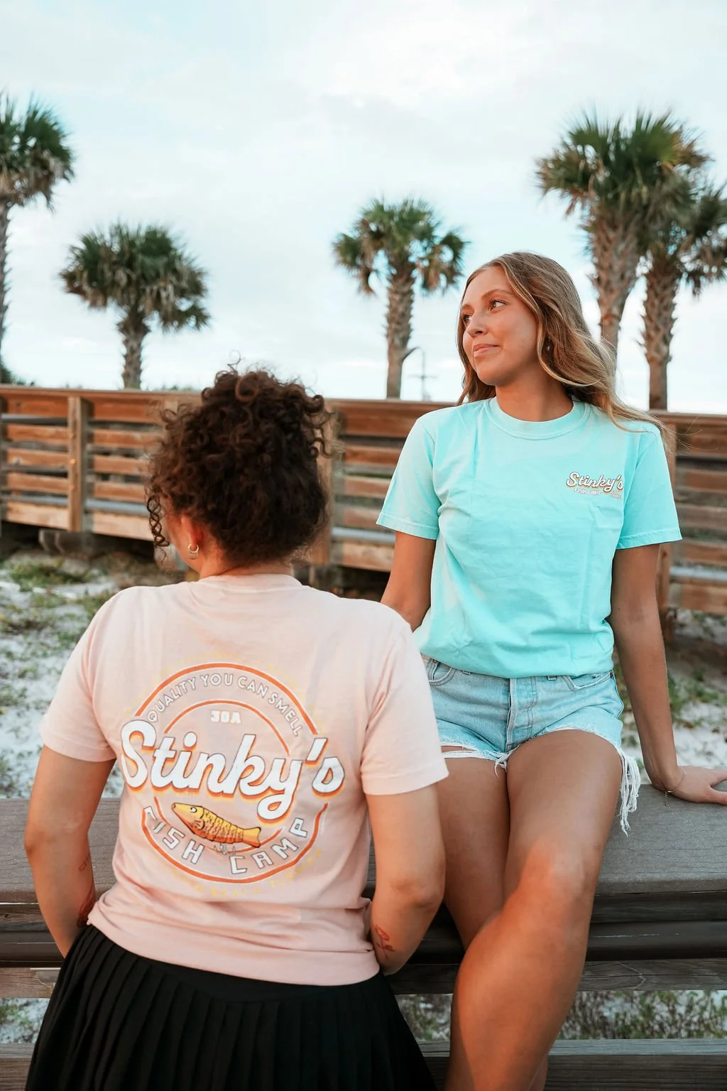 Quality Stamp Stinky's Fish Camp Shirt in Peach