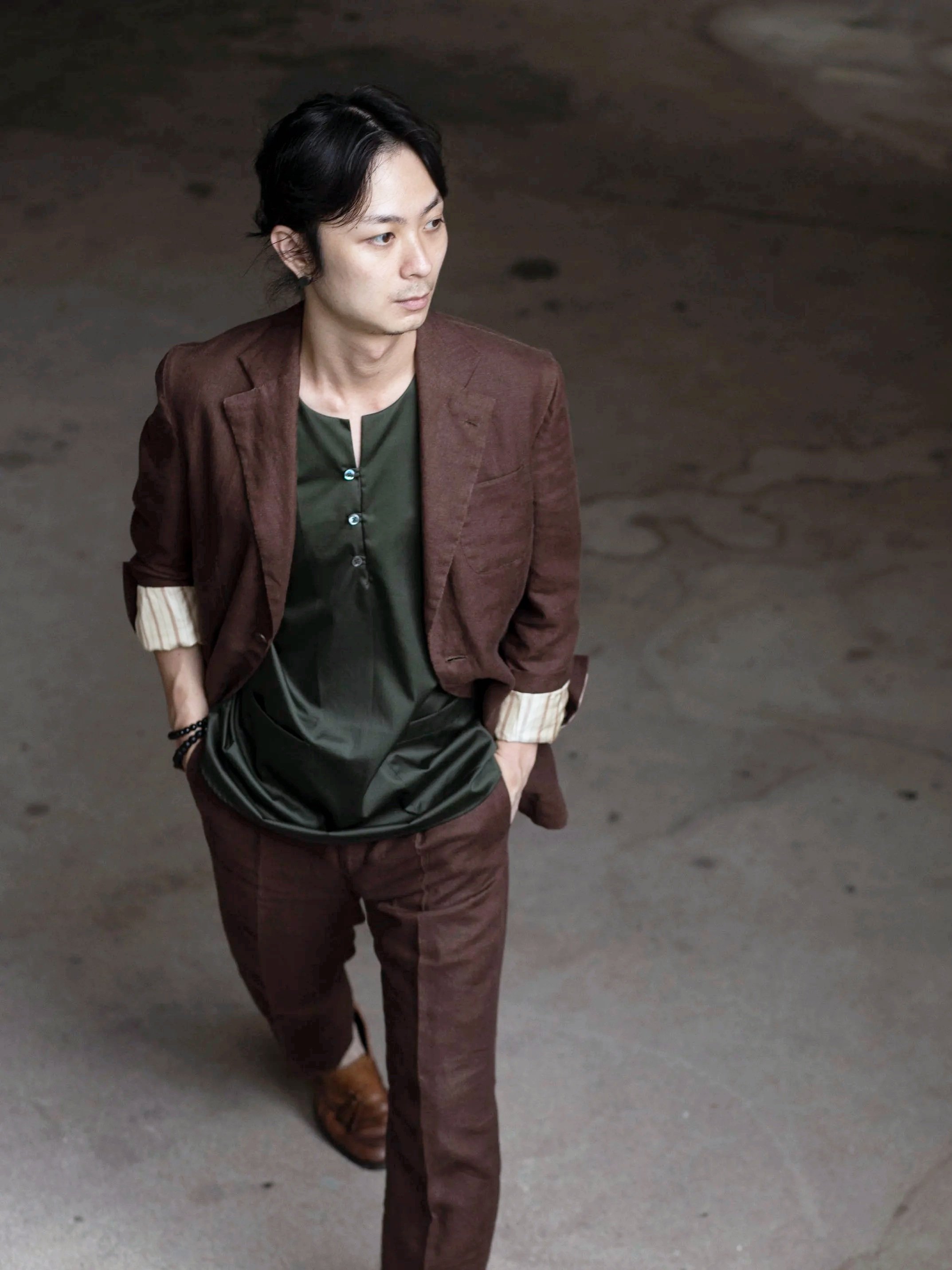 Bespoke Brown Linen Suit